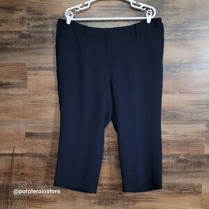 Talbots Crop Trousers Pants Size 16 WP High Rise Navy Stretch Pockets Preppy